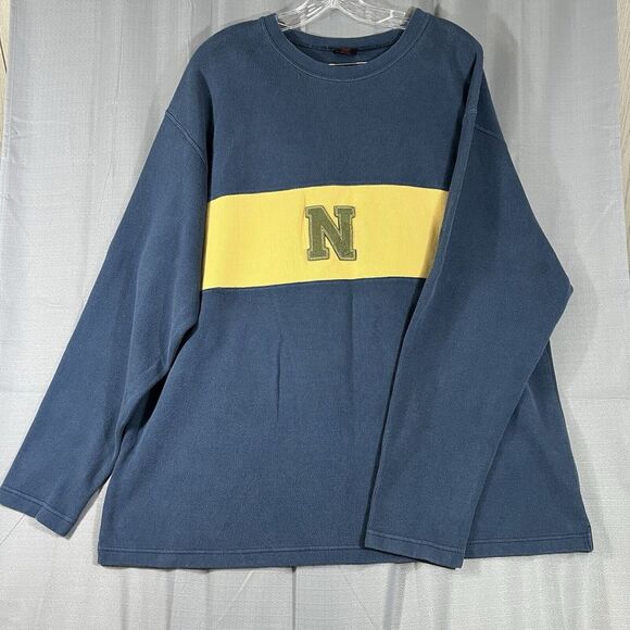 Nike Shirt Mens XL Blue Long Sleeve Vintage Sweater Center Logo Sweatshirt READ! - Picture 1 of 11